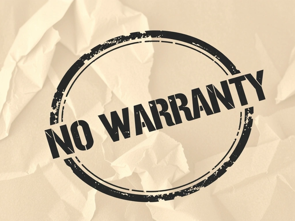 A 'no warranty' stamp on a document, signifying legal disclaimer.